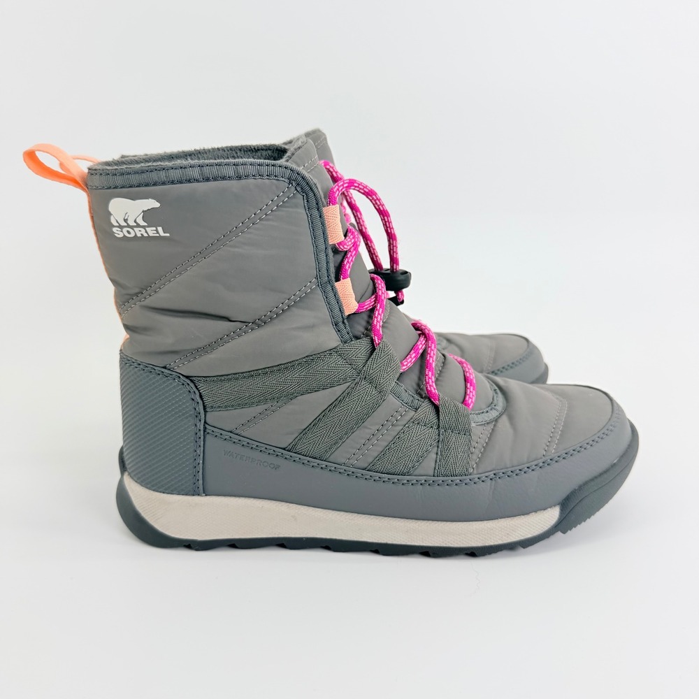 Sorel Whitney II Short Lace Kids 3 Waterproof Winter Boots Gray Pink NY3903-053
